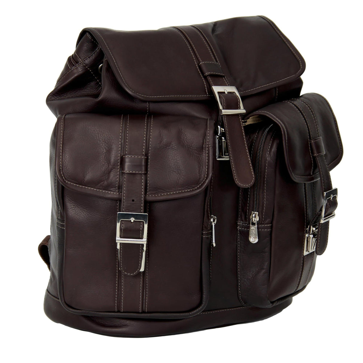 Piel Leather Medium Drawstring Backpack with Two Front Pockets