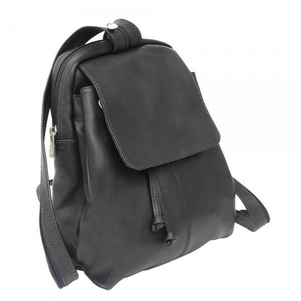 Piel Leather Small Drawstring Backpack - Black